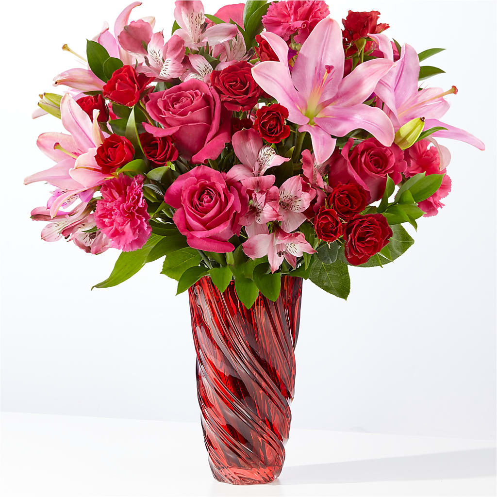 In Love Bouquet with Luxe Swirl Vase – Allure Floral Boutique, Wickliffe OH
