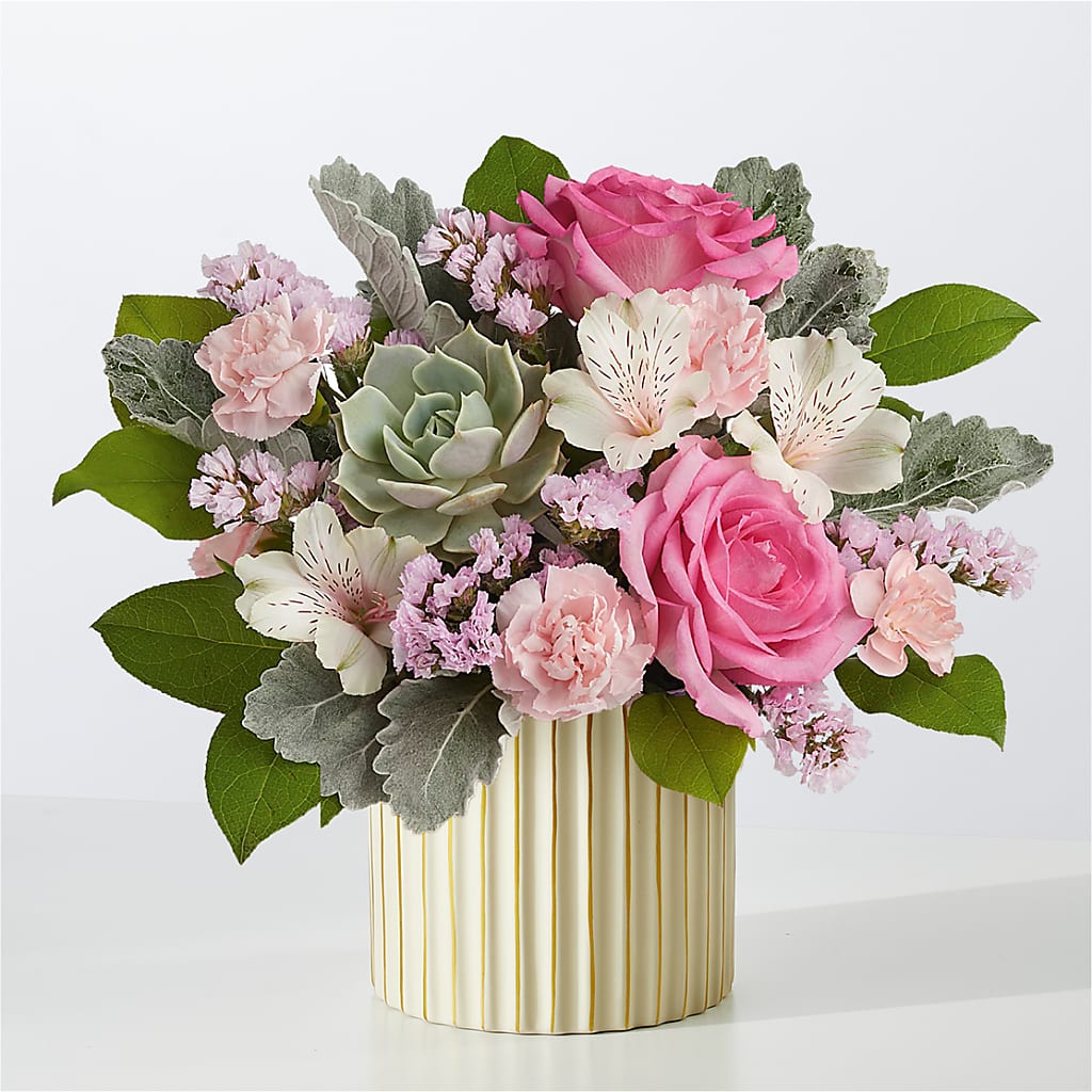 Dusty Rose Bouquet with Ivory Vase – Allure Floral Boutique, Wickliffe OH