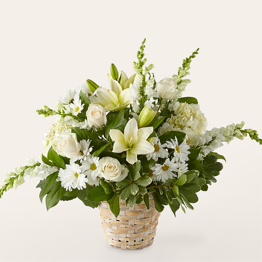 Ivory Elegance Floral Basket – Allure Floral Boutique, Wickliffe OH