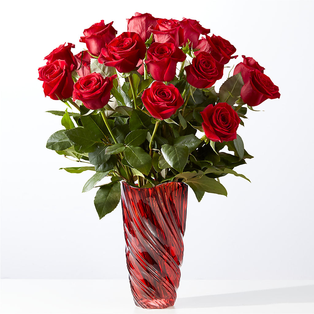 Classic Love Red Rose Bouquet with Luxe Swirl Vase – Allure Floral Boutique, Wickliffe OH