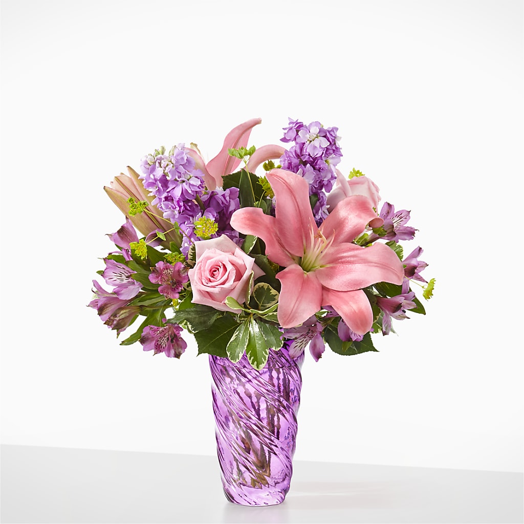 Precious Petals Bouquet with Luxe Swirl Vase – Allure Floral Boutique, Wickliffe OH