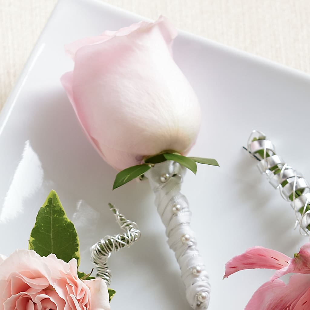 Pink Rose Boutonniere – Allure Floral Boutique, Wickliffe OH