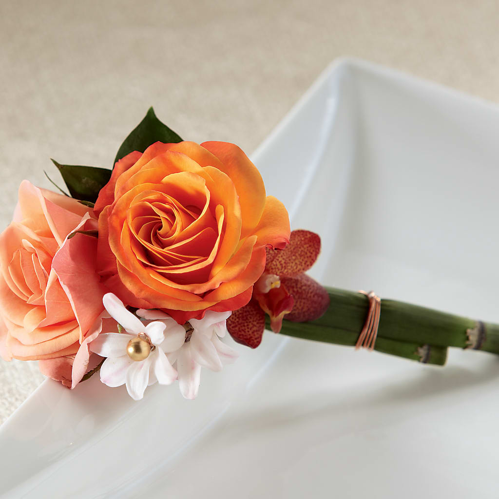 Sunset Dream Boutonniere – Allure Floral Boutique, Wickliffe OH