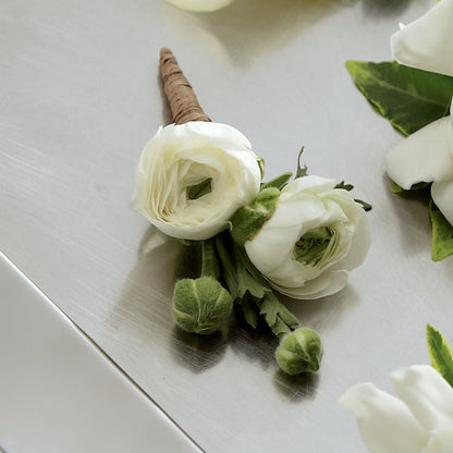 White Ranunculus Boutonniere –  Allure Floral Boutique, Wickliffe OH